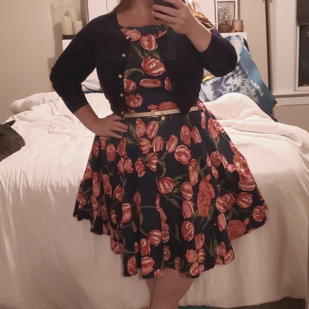 Pink and Navy Tulip dress.